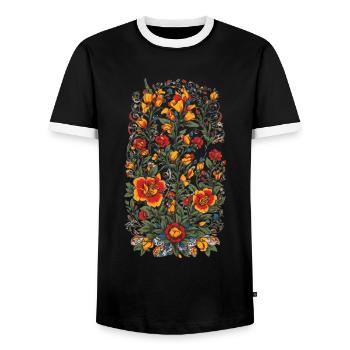 Blumen Vintage Ästhetische Streetwear Design - Männer Kontrast-T-Shirt - Schwarz/Weiß - Vorne - AI Model Female 172 light (172cm) & AI Model Male 178 light (178cm)