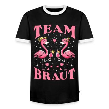 Team Bride - Men's Ringer Shirt - black/white - Front - AI Model Female 172 light (172cm) & AI Model Male 178 light (178cm)