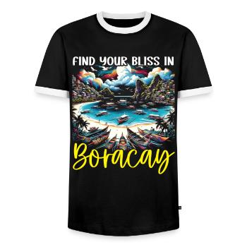 Boracay Philippines Vacances d’été Boaracay Beach - T-shirt contrasté Homme - noir/blanc - Devant - AI Model Female 172 light (172cm) & AI Model Male 178 light (178cm)