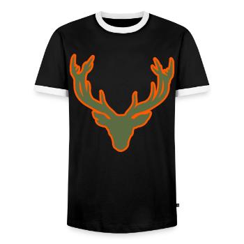 Hirschkopf – Für Jäger & Naturfreunde - Männer Kontrast-T-Shirt - Schwarz/Weiß - Vorne - AI Model Female 172 light (172cm) & AI Model Male 178 light (178cm)
