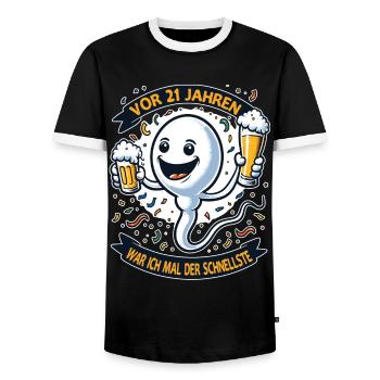 Il y a 21 ans, j’étais le plus rapide - T-shirt contrasté Homme - noir/blanc - Devant - AI Model Female 172 light (172cm) & AI Model Male 178 light (178cm)