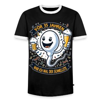 Vor 35 Jahren War Ich der Schnellste - Männer Kontrast-T-Shirt - Schwarz/Weiß - Vorne - AI Model Female 172 light (172cm) & AI Model Male 178 light (178cm)
