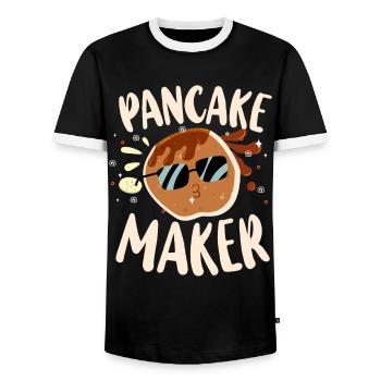 Pancake Lover Kids Pancake Maker - Men's Ringer Shirt - black/white - Front - AI Model Female 172 light (172cm) & AI Model Male 178 light (178cm)