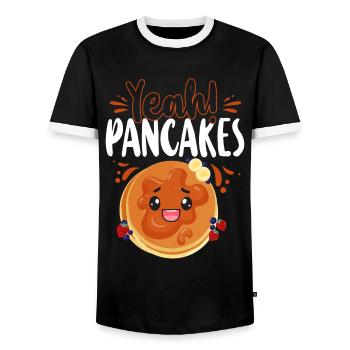 Pancake Lover Kids yes! Pancakes - Men's Ringer Shirt - black/white - Front - AI Model Female 172 light (172cm) & AI Model Male 178 light (178cm)