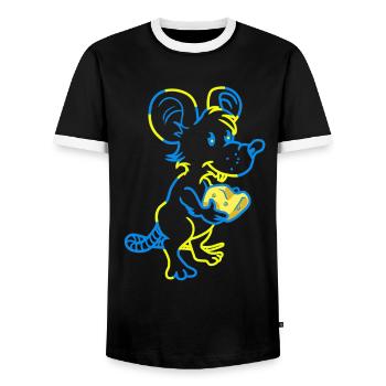 Maus Nager Haustiere Käse Tierfreund - Männer Kontrast-T-Shirt - Schwarz/Weiß - Vorne - AI Model Female 172 light (172cm) & AI Model Male 178 light (178cm)