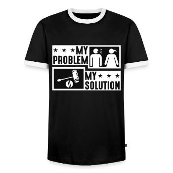 Joueur de croquet Mon problème Mon pictogramme Maman Papa - T-shirt contrasté Homme - noir/blanc - Devant - AI Model Female 172 light (172cm) & AI Model Male 178 light (178cm)