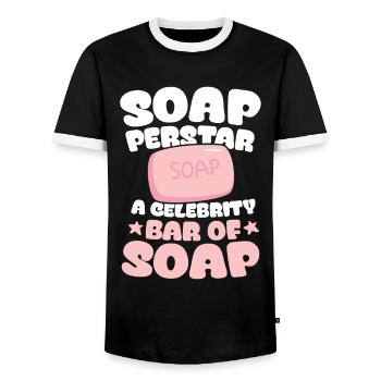 Soap Perstar Soap A Celebrity Bar Of Soap - Männer Kontrast-T-Shirt - Schwarz/Weiß - Vorne - AI Model Female 172 light (172cm) & AI Model Male 178 light (178cm)