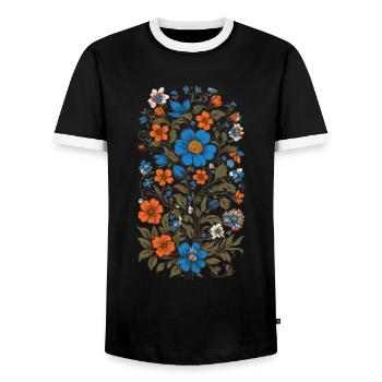 Floral Decoration Vintage Aesthetic Streetwear Design - Men's Ringer Shirt - black/white - Front - AI Model Female 172 light (172cm) & AI Model Male 178 light (178cm)