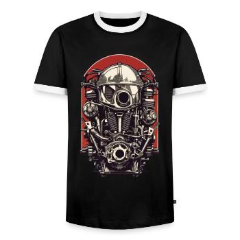 Motor Engineer Motor Vehicle Mechanic Vintage - Men's Ringer Shirt - black/white - Front - AI Model Female 172 light (172cm) & AI Model Male 178 light (178cm)