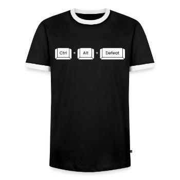 Gamer Gaming Raccourcis clavier Ctrl Alt Défaite - T-shirt contrasté Homme - noir/blanc - Devant - AI Model Female 172 light (172cm) & AI Model Male 178 light (178cm)