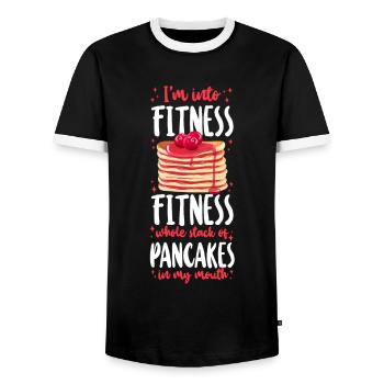 Les enfants amateurs de crêpes que j’aime - T-shirt contrasté Homme - noir/blanc - Devant - AI Model Female 172 light (172cm) & AI Model Male 178 light (178cm)