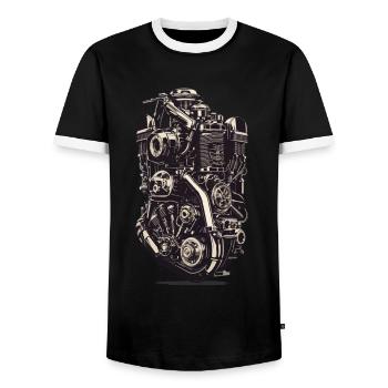 Motor Engineer Motor Vehicle Mechanic Vintage - Men's Ringer Shirt - black/white - Front - AI Model Female 172 light (172cm) & AI Model Male 178 light (178cm)