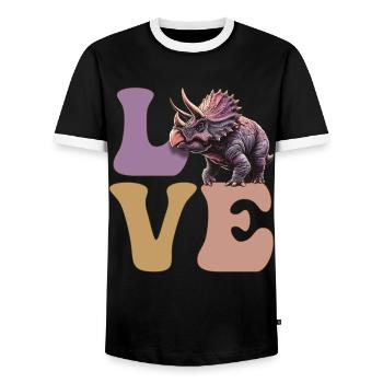 LOVE Triceratops Dinosaurier - Männer Kontrast-T-Shirt - Schwarz/Weiß - Vorne - AI Model Female 172 light (172cm) & AI Model Male 178 light (178cm)