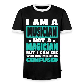 Musicien - T-shirt contrasté Homme - noir/blanc - Devant - AI Model Female 172 light (172cm) & AI Model Male 178 light (178cm)