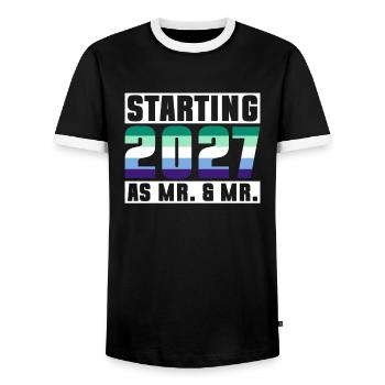 Gay Pride 2027 Mariage Mariage gay - T-shirt contrasté Homme - noir/blanc - Devant - AI Model Female 172 light (172cm) & AI Model Male 178 light (178cm)