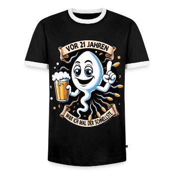 Il y a 21 ans, j’étais le plus rapide - T-shirt contrasté Homme - noir/blanc - Devant - AI Model Female 172 light (172cm) & AI Model Male 178 light (178cm)