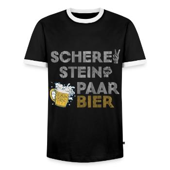 Schere, Stein, Paar, Bier - das perfekte Outfit - Männer Kontrast-T-Shirt - Schwarz/Weiß - Vorne - AI Model Female 172 light (172cm) & AI Model Male 178 light (178cm)
