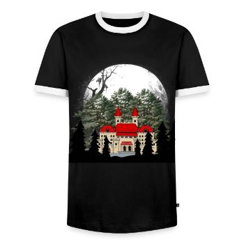 Fairytale Castle Middle Ages Castle Fortress - Men's Ringer Shirt - black/white - Front - AI Model Female 172 light (172cm) & AI Model Male 178 light (178cm)