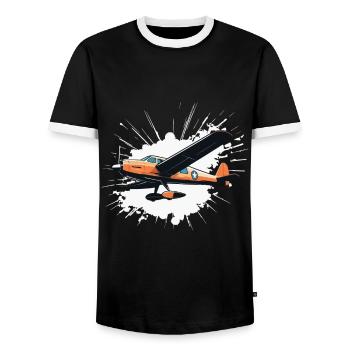 Model Airplane Pilot Airplane Hobby Airplane - Men's Ringer Shirt - black/white - Front - AI Model Female 172 light (172cm) & AI Model Male 178 light (178cm)