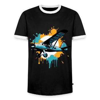 Model Airplane Pilot Airplane Airplane Hobby Design - Men's Ringer Shirt - black/white - Front - AI Model Female 172 light (172cm) & AI Model Male 178 light (178cm)