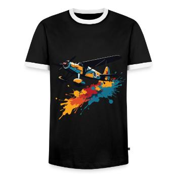 Model Airplane Pilot Airplane Hobby Passion - Men's Ringer Shirt - black/white - Front - AI Model Female 172 light (172cm) & AI Model Male 178 light (178cm)
