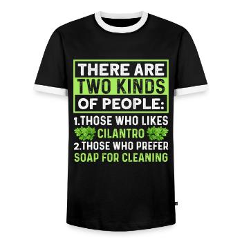 Coriander Day Coriander Hater Coriander - Men's Ringer Shirt - black/white - Front - AI Model Female 172 light (172cm) & AI Model Male 178 light (178cm)