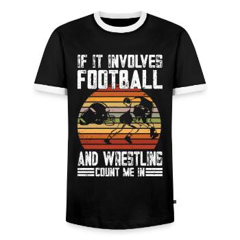 Funny Football And Wrestling Wrestler - Men's Ringer Shirt - black/white - Front - AI Model Female 172 light (172cm) & AI Model Male 178 light (178cm)