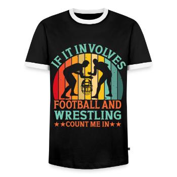 Funny Football And Wrestling Wrestler - Men's Ringer Shirt - black/white - Front - AI Model Female 172 light (172cm) & AI Model Male 178 light (178cm)