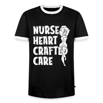 Infirmier - T-shirt contrasté Homme - noir/blanc - Devant - AI Model Female 172 light (172cm) & AI Model Male 178 light (178cm)
