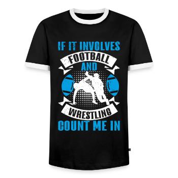 Drôle De Football Et De Lutte Lutteur - T-shirt contrasté Homme - noir/blanc - Devant - AI Model Female 172 light (172cm) & AI Model Male 178 light (178cm)