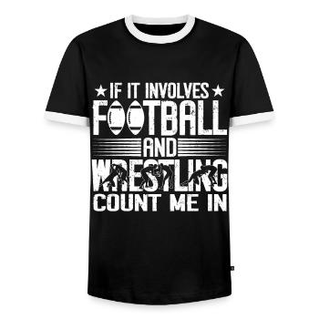Drôle De Football Et De Lutte Lutteur - T-shirt contrasté Homme - noir/blanc - Devant - AI Model Female 172 light (172cm) & AI Model Male 178 light (178cm)