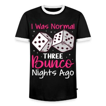 Bunco - Men's Ringer Shirt - black/white - Front - AI Model Female 172 light (172cm) & AI Model Male 178 light (178cm)