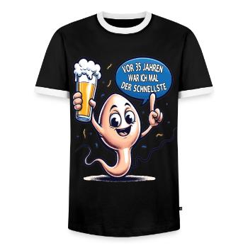 Vor 35 Jahren War Ich Schnellste - Männer Kontrast-T-Shirt - Schwarz/Weiß - Vorne - AI Model Female 172 light (172cm) & AI Model Male 178 light (178cm)