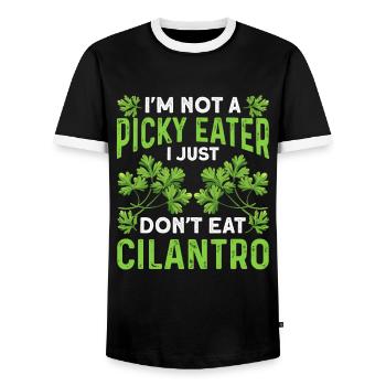Coriander Day Coriander Hater Coriander - Men's Ringer Shirt - black/white - Front - AI Model Female 172 light (172cm) & AI Model Male 178 light (178cm)