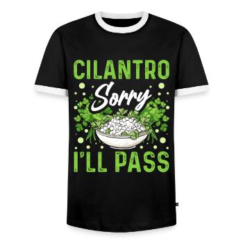 Coriander Day Coriander Hater Coriander - Men's Ringer Shirt - black/white - Front - AI Model Female 172 light (172cm) & AI Model Male 178 light (178cm)