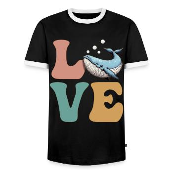 CHER amoureux des baleines mers scientifiques marins - T-shirt contrasté Homme - noir/blanc - Devant - AI Model Female 172 light (172cm) & AI Model Male 178 light (178cm)