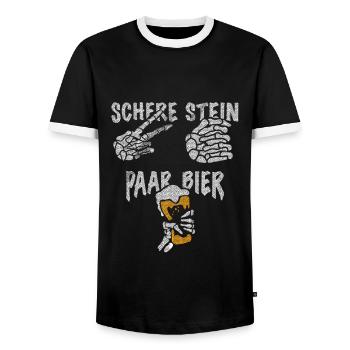 Schere, Stein, Paar, Bier - das perfekte Outfit - Männer Kontrast-T-Shirt - Schwarz/Weiß - Vorne - AI Model Female 172 light (172cm) & AI Model Male 178 light (178cm)