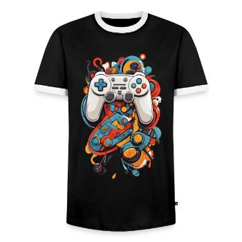 Abstrakte Kunst Ästhetisches Gamer Design - Männer Kontrast-T-Shirt - Schwarz/Weiß - Vorne - AI Model Female 172 light (172cm) & AI Model Male 178 light (178cm)