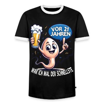 Il y a 21 ans, j’étais le plus rapide - T-shirt contrasté Homme - noir/blanc - Devant - AI Model Female 172 light (172cm) & AI Model Male 178 light (178cm)