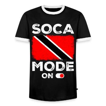 Soca Dance Trinidad Tobago - Men's Ringer Shirt - black/white - Front - AI Model Female 172 light (172cm) & AI Model Male 178 light (178cm)