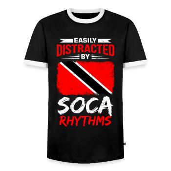 Soca Dance Trinité-et-Tobago - T-shirt contrasté Homme - noir/blanc - Devant - AI Model Female 172 light (172cm) & AI Model Male 178 light (178cm)