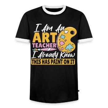 Artist Lover Painter Art Teaching Art Curriculum - Men's Ringer Shirt - black/white - Front - AI Model Female 172 light (172cm) & AI Model Male 178 light (178cm)
