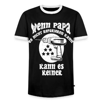 Daddy Repair Master – Indomitable Craftsman - Men's Ringer Shirt - black/white - Front - AI Model Female 172 light (172cm) & AI Model Male 178 light (178cm)