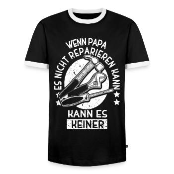 Daddy Repair Master – Indomitable Craftsman - Men's Ringer Shirt - black/white - Front - AI Model Female 172 light (172cm) & AI Model Male 178 light (178cm)