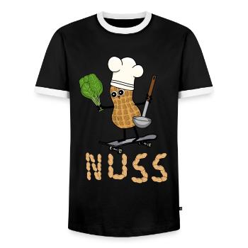 Cacahuète Cuire Légume Cuisson Rapide Cuisson Patin - T-shirt contrasté Homme - noir/blanc - Devant - AI Model Female 172 light (172cm) & AI Model Male 178 light (178cm)