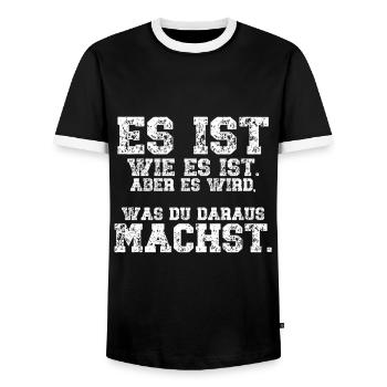 It's what it is, but your choices count - Men's Ringer Shirt - black/white - Front - AI Model Female 172 light (172cm) & AI Model Male 178 light (178cm)