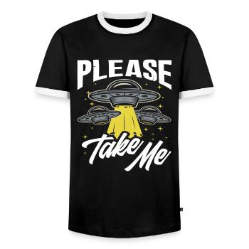 S’il vous plaît, emmenez-moi l’enlèvement extraterrestre - T-shirt contrasté Homme - noir/blanc - Devant - AI Model Female 172 light (172cm) & AI Model Male 178 light (178cm)