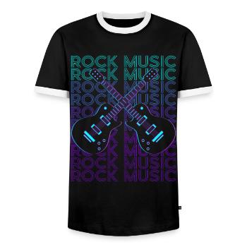 Rock Music Rock & Roll Retro - Men's Ringer Shirt - black/white - Front - AI Model Female 172 light (172cm) & AI Model Male 178 light (178cm)