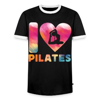 Pilates Instructor Teacher Heart - Männer Kontrast-T-Shirt - Schwarz/Weiß - Vorne - AI Model Female 172 light (172cm) & AI Model Male 178 light (178cm)