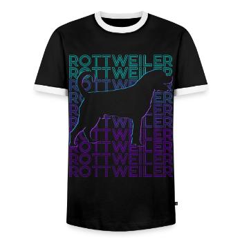 Rottweiler Hund Retro - Männer Kontrast-T-Shirt - Schwarz/Weiß - Vorne - AI Model Female 172 light (172cm) & AI Model Male 178 light (178cm)